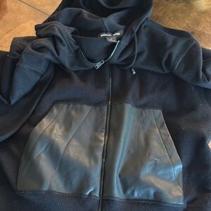Michael Kors Black Hoodie with Leather Accents